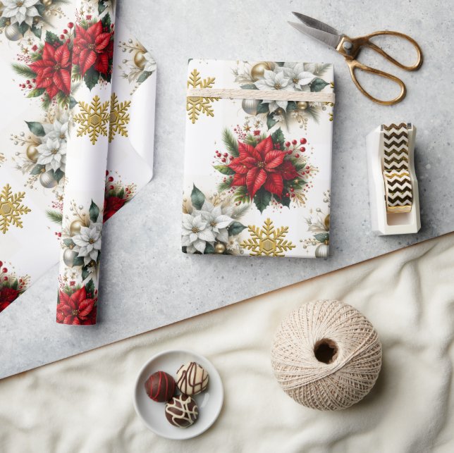 Papel De Regalo Floral de Navidad elegante (Artesanía)