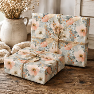 Papel de regalo floral de Navidad en acuarela past