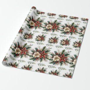Papel De Regalo Floral de Navidades de acuarela