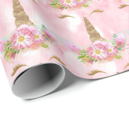 Papel De Regalo Floral de oro rosa rosa rosa rosa rosa de la Purpu