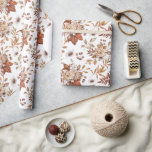 Papel de regalo floral de otoño de terracota elega<br><div class="desc">Papel de regalo floral de otoño elegante. Ideal para envolver regalos y decorar para una fiesta de bebé de otoño o boda</div>