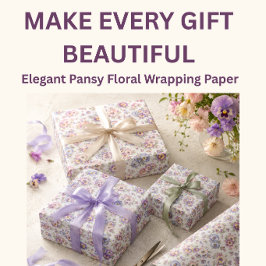 Papel de Regalo Floral de Pensamientos | Regalo de