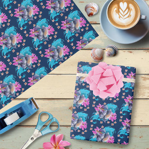 Papel De Regalo Floral de pescado en la lucha de los siameses