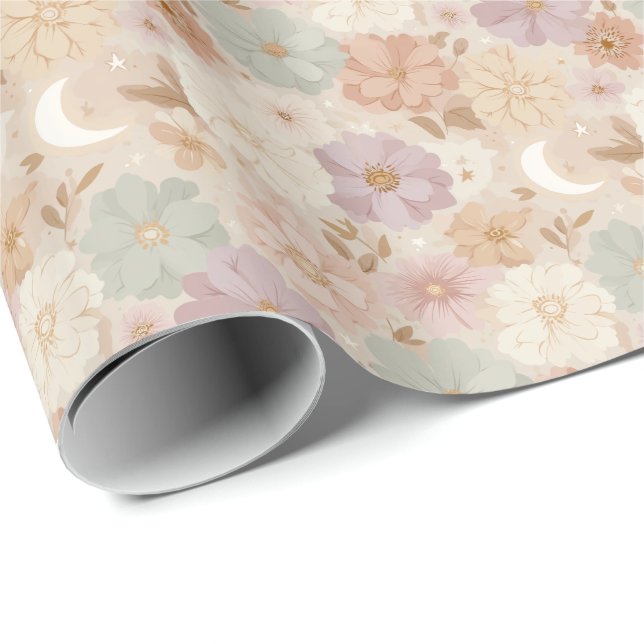 Papel De Regalo Floral de prado celeste (Esquina del rollo)