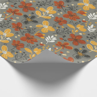 Papel De Regalo Floral de prado otoñal temperamental