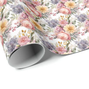 Papel De Regalo Floral de primavera pastel