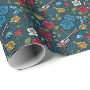 Papel De Regalo Floral de Revolver ventilado con Rosas Azul oscuro