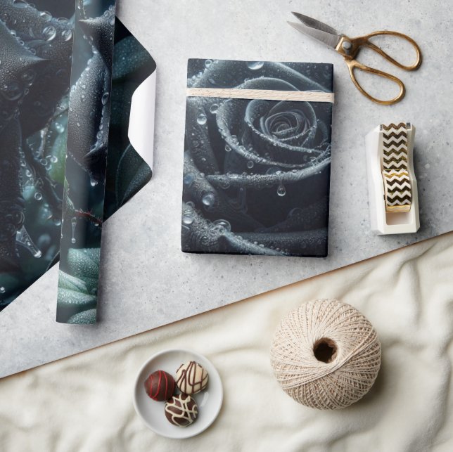 Papel De Regalo Floral de Rosa negro (Artesanía)