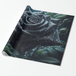 Papel De Regalo Floral de Rosa negro