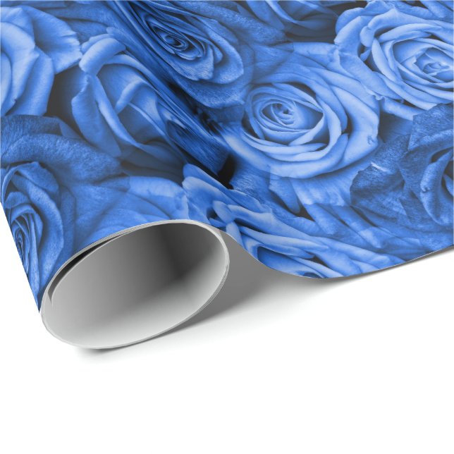 Papel De Regalo Floral de Rosas azules (Esquina del rollo)