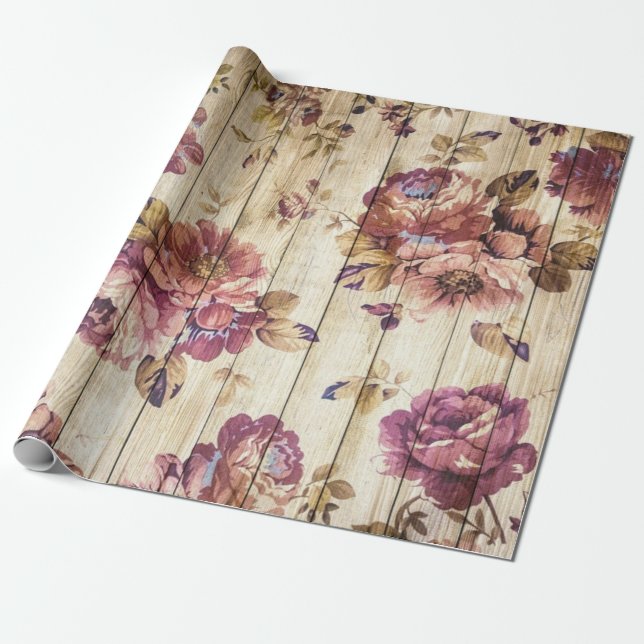 Papel De Regalo Floral de Rosas de época (Desenrollado)