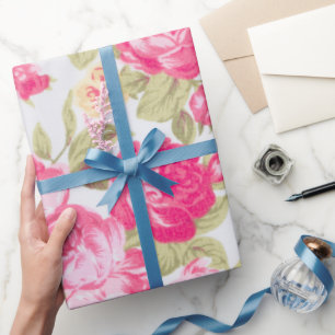 Papel De Regalo Floral de Rosas en florecimiento victoriano