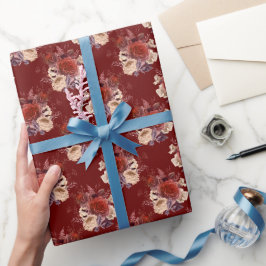 Papel De Regalo Floral de rosas rojas románticas