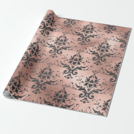 Papel De Regalo Floral de trabajo gris sobre rosa