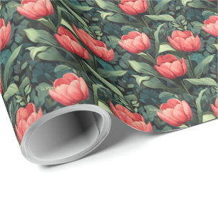 Papel de regalo floral de tulipanes