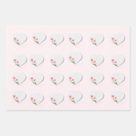 Papel de regalo floral de tulipanes rosados y cora