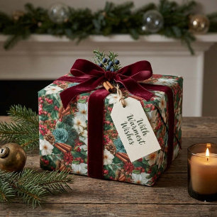 Papel De Regalo Floral de vacaciones de Navidad