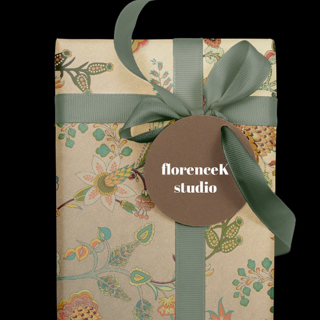 Papel De Regalo Floral Delicate Oriental Garden Gold Kraft Cali (Floral Delicate Oriental Garden Gold Kraft Cali Wrapping Paper)