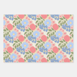 Papel de regalo floral dibujado a mano