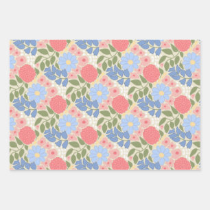 Papel de regalo floral dibujado a mano