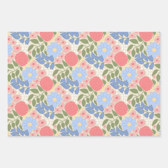 Papel de regalo floral dibujado a mano  (Anverso)
