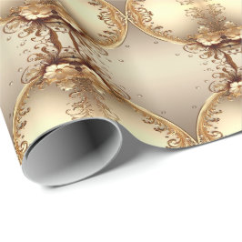Papel de Regalo Floral Dorado Ornamentado