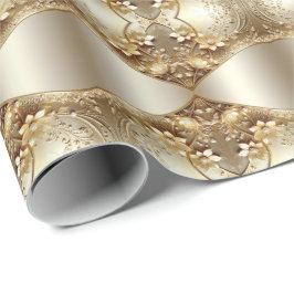 Papel de regalo floral dorado ornamental moderno