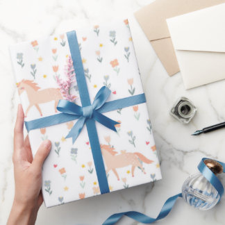 Papel De Regalo Floral dulce unicornio