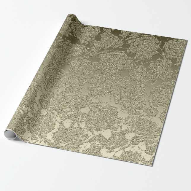 Papel De Regalo Floral Elegant Sage Green Modern (Desenrollado)