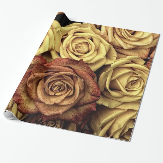 Papel De Regalo Floral elegante abstracto del jardín de rosas del (Desenrollado)