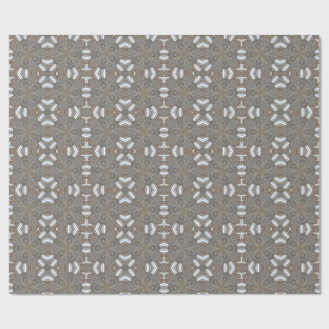 Papel De Regalo Floral elegante patrón caleidoscópico gris platead (Superficie plana)