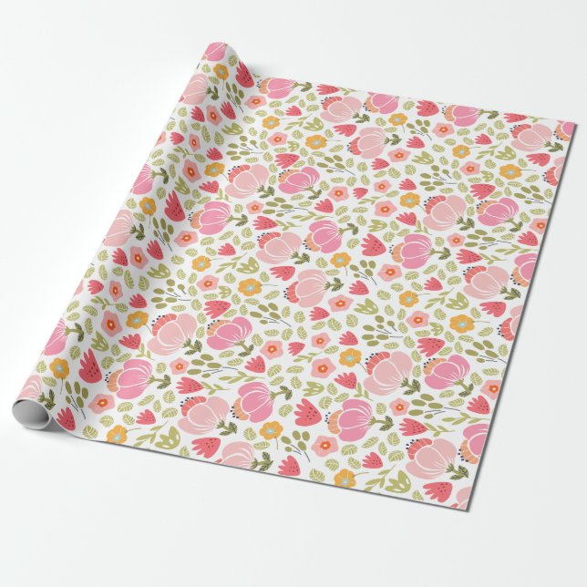 Papel de regalo floral en rollo (Desenrollado)