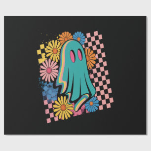Papel De Regalo Floral Fantasma Neon de Moda Halloween