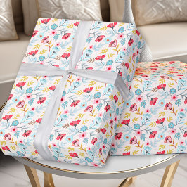 Papel De Regalo Floral Feminine Colorful Pink Blue Summer Birday
