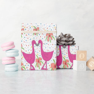 Papel De Regalo Floral Flamingo Fiesta