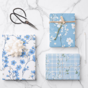 Papel de regalo floral Flor de cerezo azul