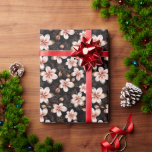 Papel De Regalo Floral floral de oro rosa rosa color negro de Rubo<br><div class="desc">Floral floral de oro rosa rosa color negro de Rubor</div>