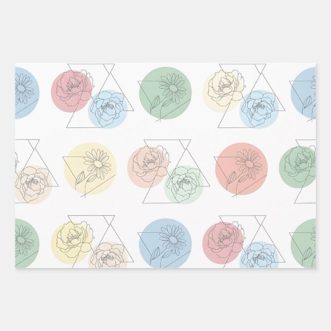 Papel de regalo floral geométrico moderno (Anverso)