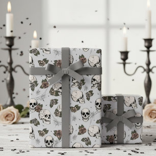 Papel De Regalo Floral gótica gótica gris y Rosa