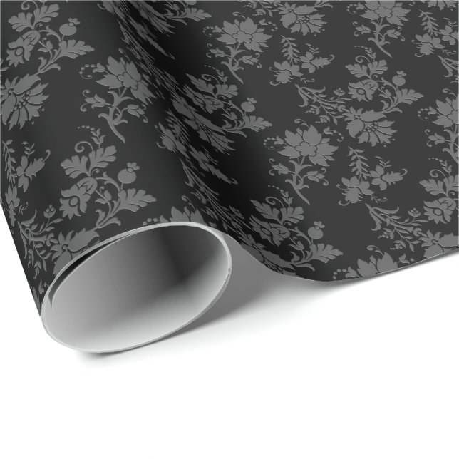 Papel De Regalo Floral Gótico Negro (Esquina del rollo)