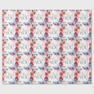 Papel De Regalo Floral Gracias Elegante Moderno Plano Moderno