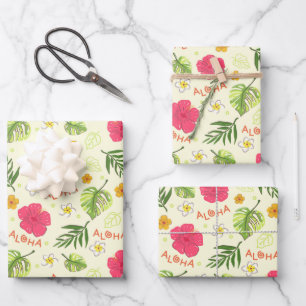 Papel de regalo floral hawaiano, envoltorio de reg