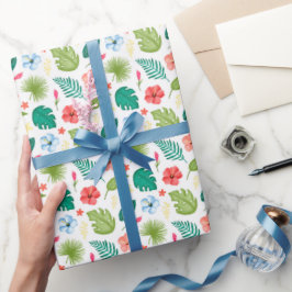 Papel De Regalo Floral Hawaiano Tropical