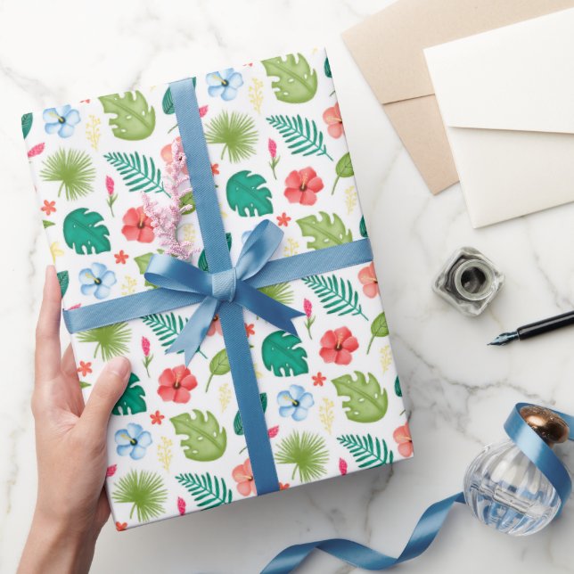 Papel De Regalo Floral Hawaiano Tropical (Regalar)