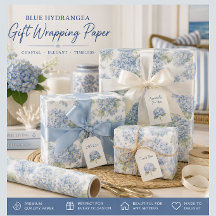 Papel de regalo floral Hortensia Azul
