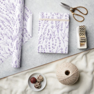 Papel de regalo floral lavanda acuarela