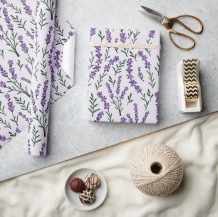 Papel de regalo floral lavanda acuarela