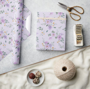 Papel de regalo floral lavanda acuarela