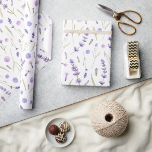 Papel de regalo floral lavanda acuarela
