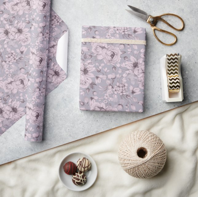 Papel De Regalo Floral Lavanda Polvorienta (Artesanía)